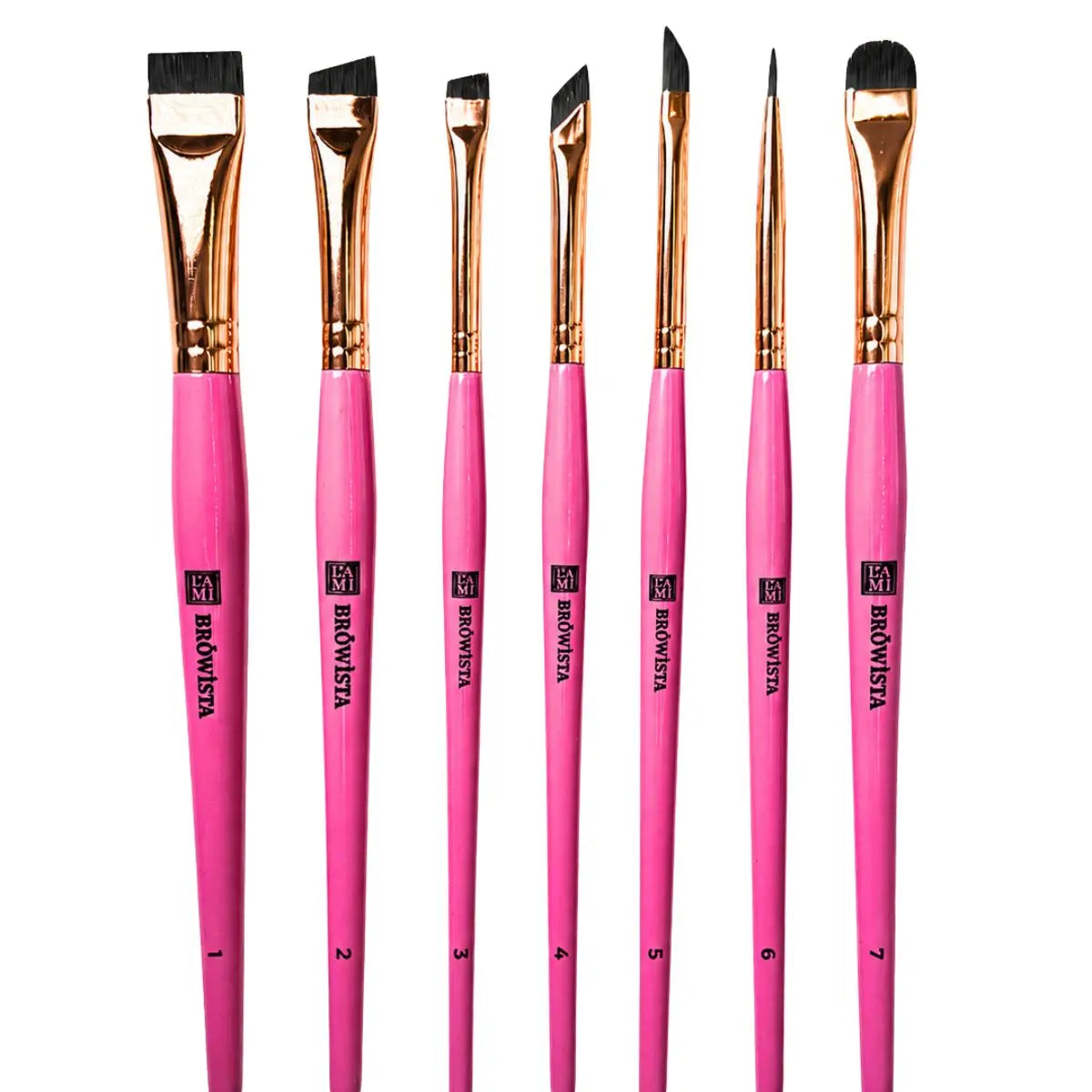 Lami Browista set de 7 pinceles profesionales para cejas y pestañas, ideal para mapeo, tinte, henna y laminado